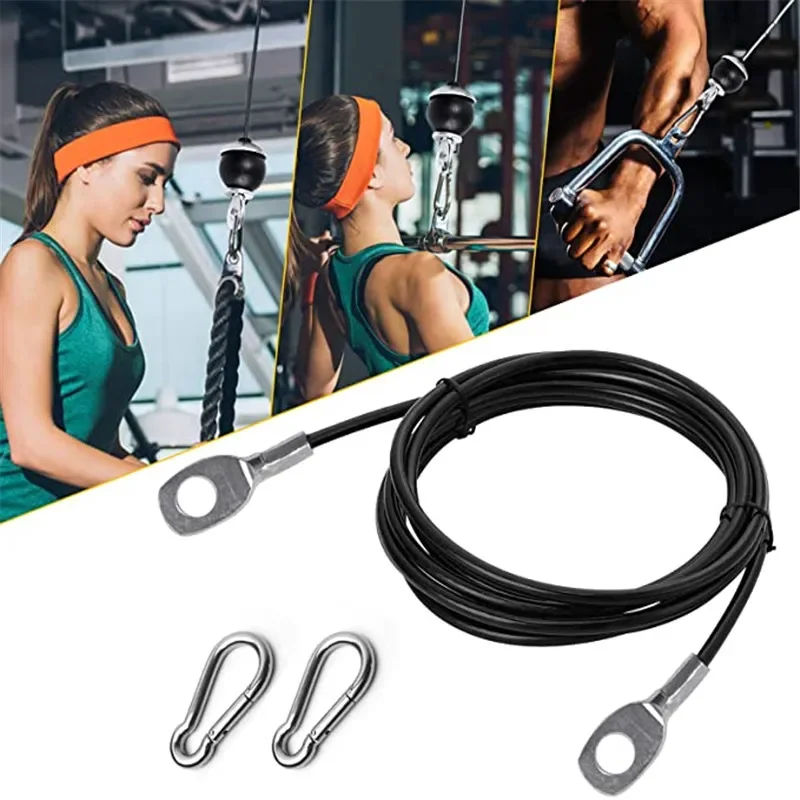 Lat Pulldown Cable - 2M-5M อุปกรณ์ฟิตเนสอุปกรณ์เสริมเชือกเหล็กปรับ PU ดึงล็อคแบบบูรณาการเทรนเนอร์เชือกเหล็กทนต่อการสึกหรอสูง