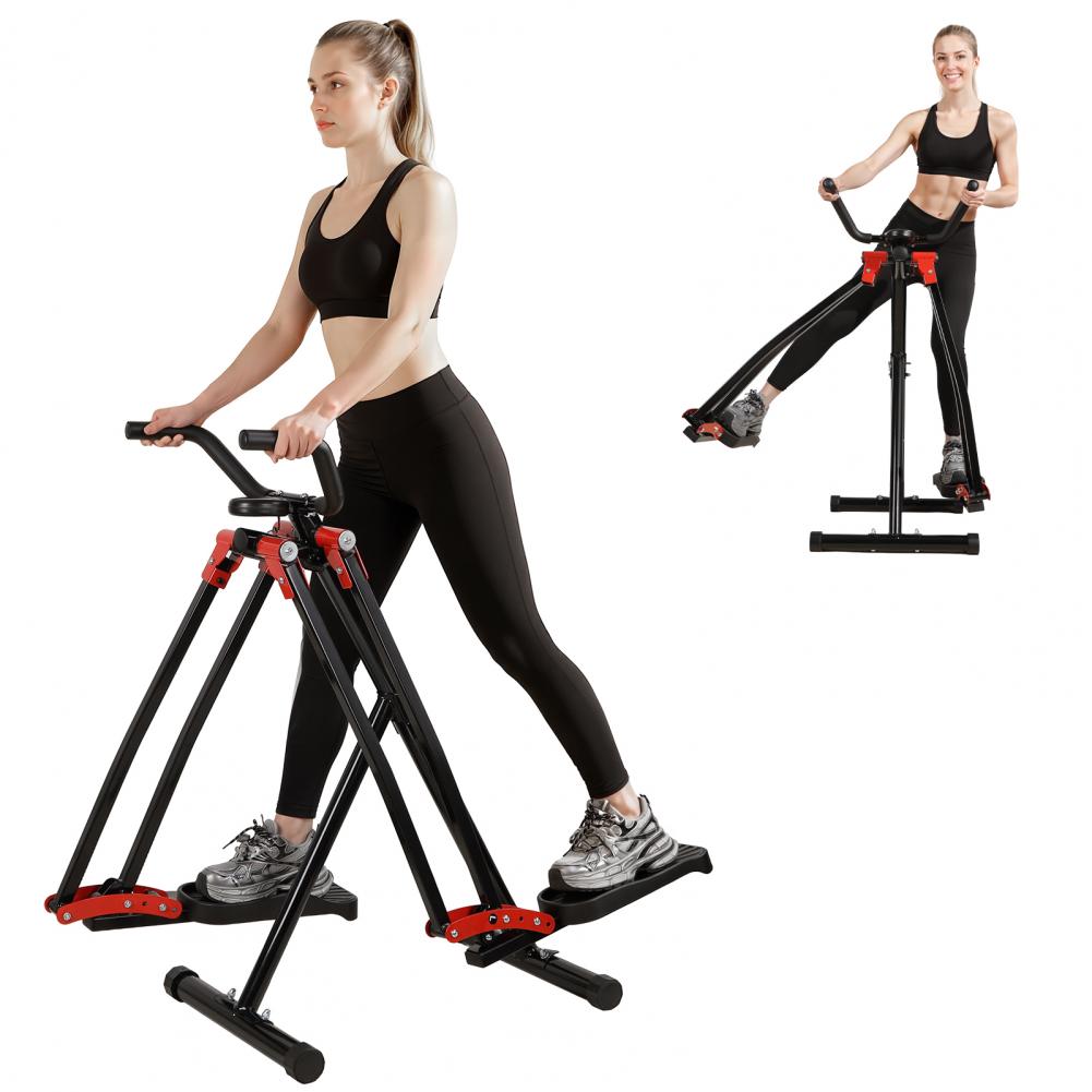 Home Gym Leg Machine - เครื่องออกกำลังกายแอร์วอล์คสำหรับยิมที่บ้าน, เครื่องฝึกเดินวงรีแบบพับได้พร้อมจอ LCD, เครื่องออกกำลังกายคาร์ดิโอสำหรับแขน/ขา