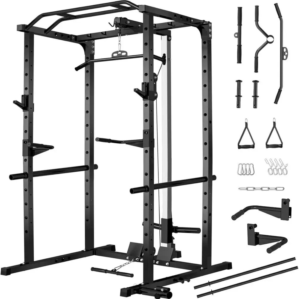 Lat Pulldown Cable - แร็คยกน้ำหนักแบบมีสายเคเบิล รองรับน้ำหนักได้ 2000 ปอนด์ พร้อม Lat