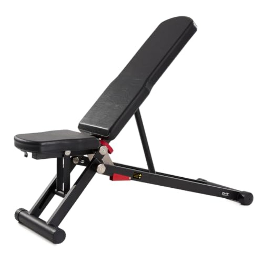 Home Gym Weight Bench - ม้านั่งออกกำลังกายแบบปรับน้ำหนักได้ พร้อมฟังก์ชั่นพับเก็บได้อย่างรวดเร็ว ปรับเอนได้ทั้งแบบราบและแบบเอียง สำหรับการออกกำลังกายทั่วร่างกาย โครงเหล็กสีดำ แข็งแรงทนทาน