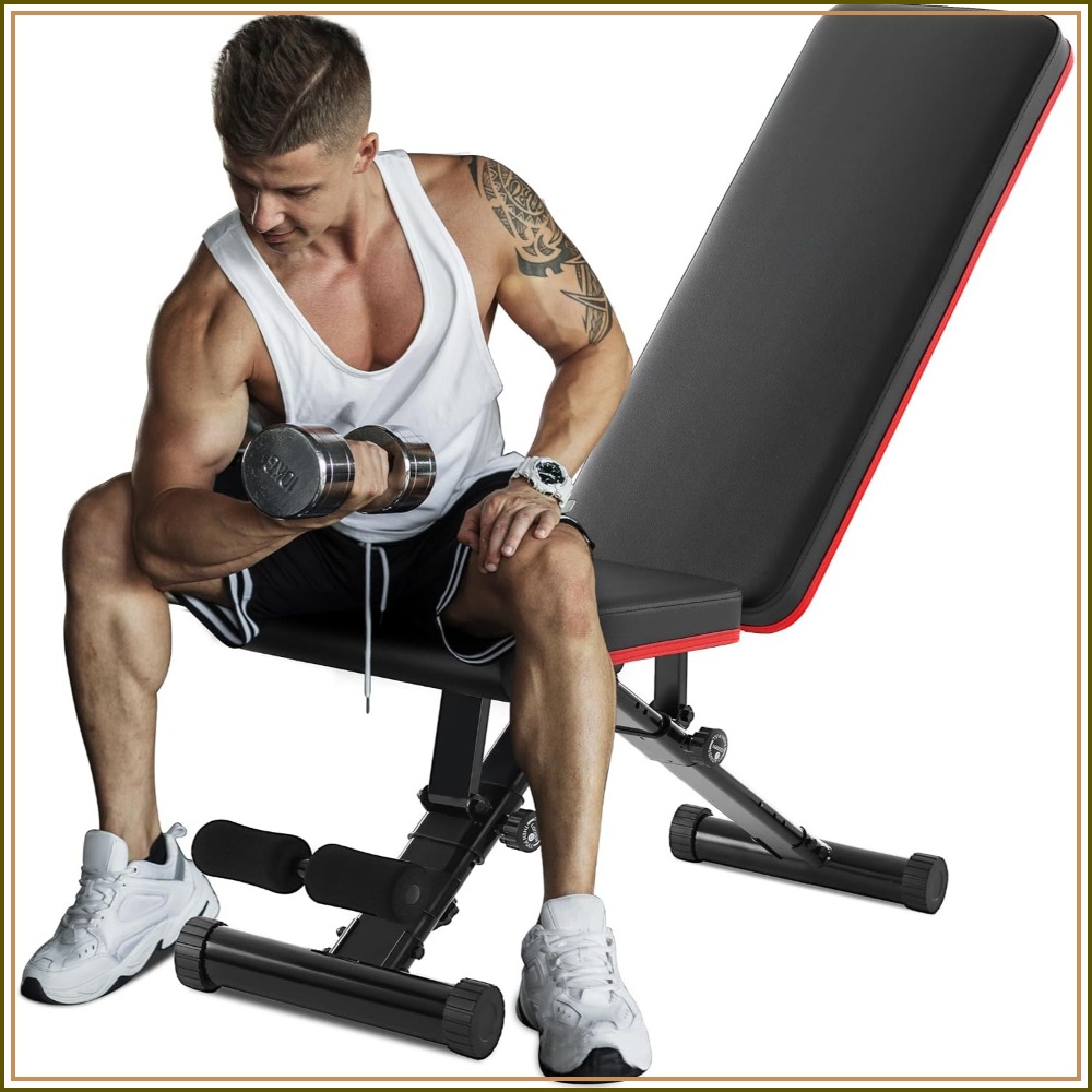Home Gym Weight Bench - ม้านั่งปรับน้ำหนักได้สำหรับการฝึกความแข็งแรงทั่วร่างกาย, ม้านั่งออกกำลังกายแบบพับได้พร้อมตำแหน่งปรับเอียงและราบ, รองรับน้ำหนักได้ 795 ปอนด์ สำหรับใช้ในบ้าน,