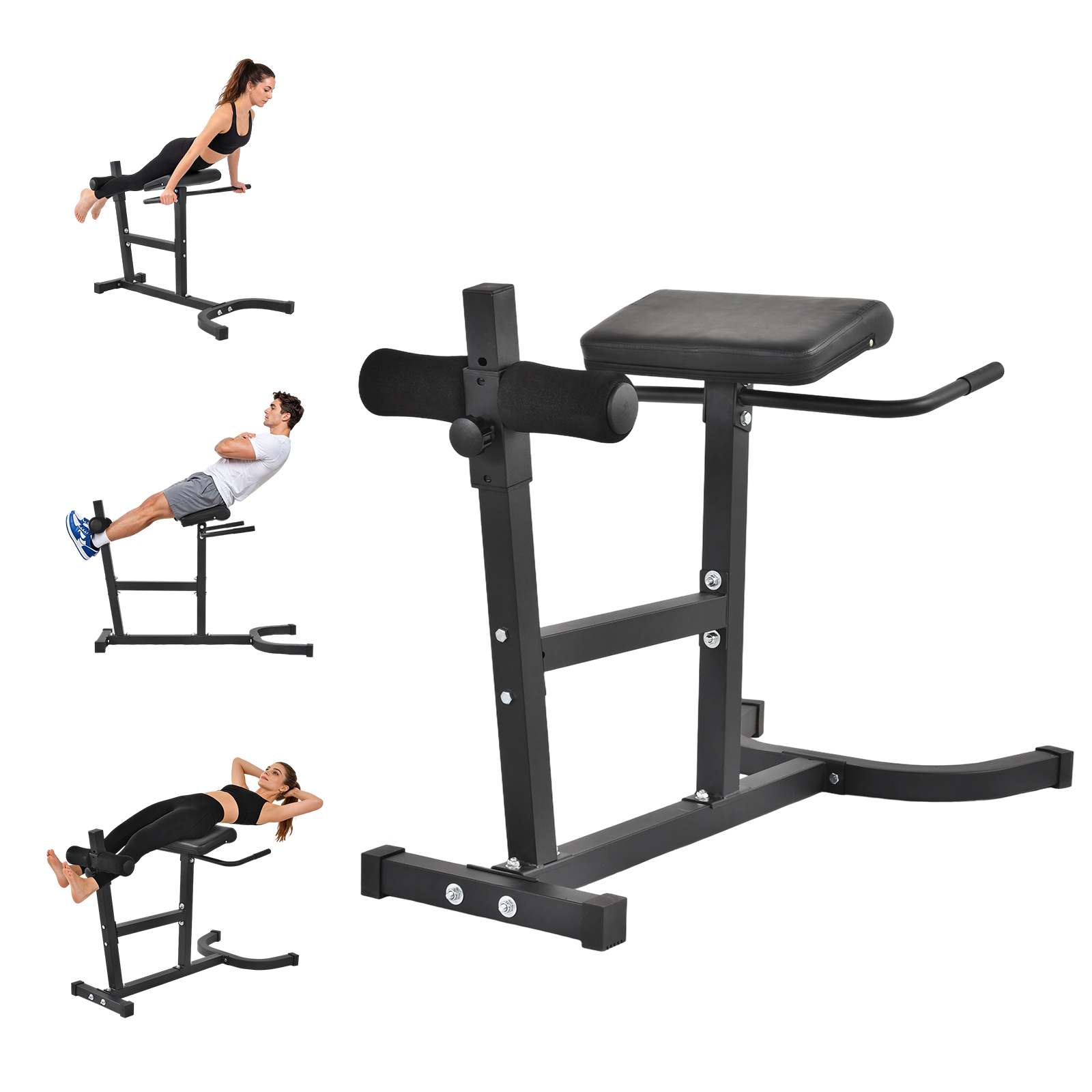 Home Gym Weight Bench - ม้านั่งไฮเปอร์เอ็กซ์เทนชัน (เก้าอี้โรมัน) – อุปกรณ์ฝึกกล้ามเนื้อแกนกลางและหลังส่วนล่างที่ปรับได้ – แผ่นรองนั่งโฟมความหนาแน่นสูง