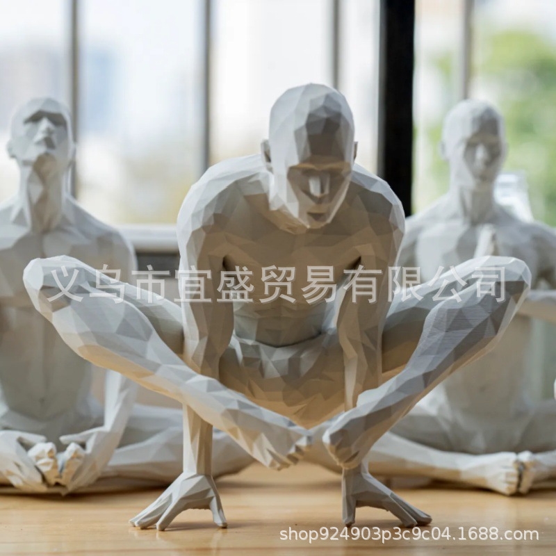 Home Gym Minimalist - รูปปั้นโยคะแมน ของตกแต่งบ้านสไตล์มินิมอล งานพิมพ์ 3 มิติ ของตกแต่งทางจิตวิญญาณ