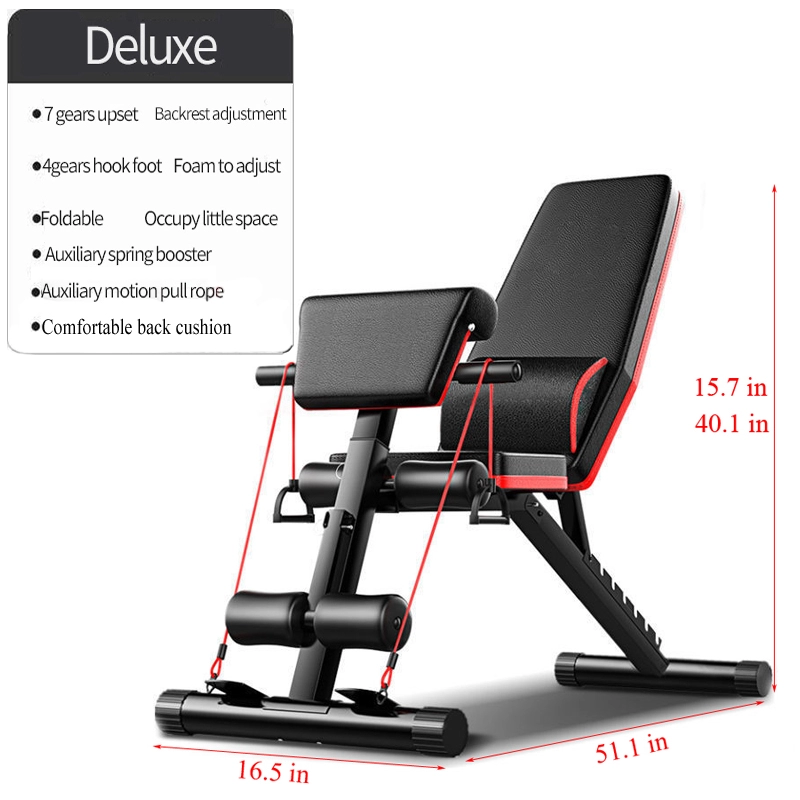 Home Gym Weight Bench - ชุดเก้าอี้ยกน้ำหนักแบบพับได้ปรับระดับได้สำหรับออกกำลังกายที่บ้านยอดนิยม พร้อมดัมเบลสำหรับซิทอัพ