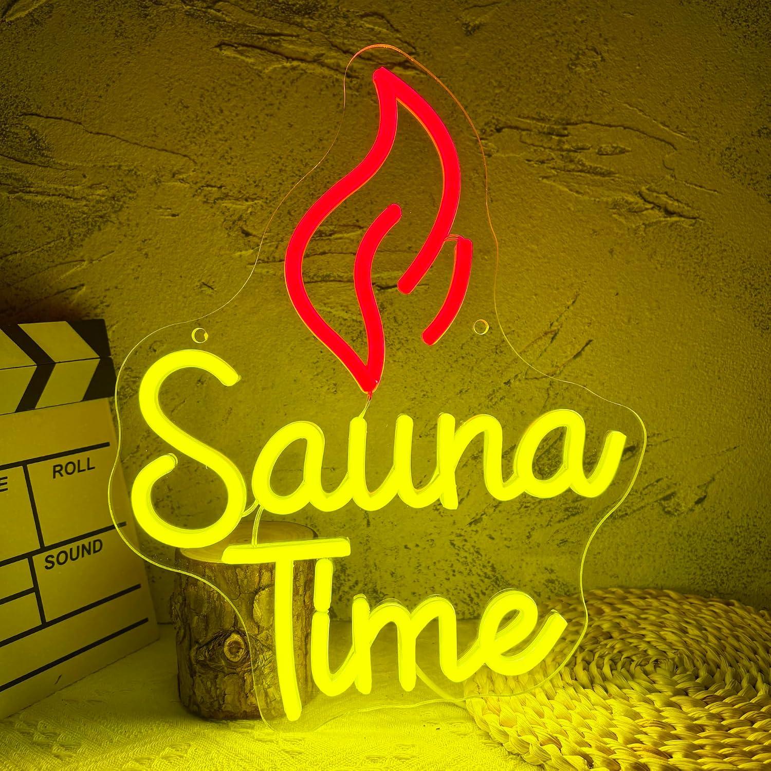 Home Gym Neon Sign - ป้ายไฟนีออน Sauna Time ไฟ LED ปรับความสว่างได้ผ่าน