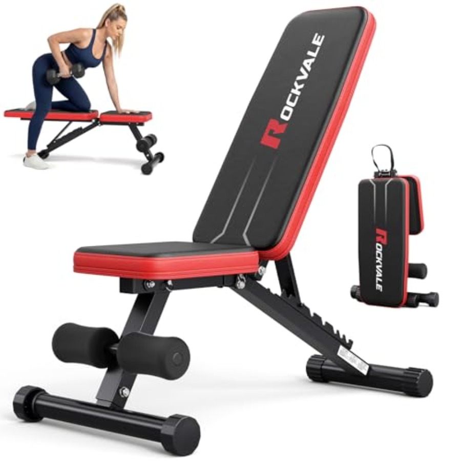 Home Gym Weight Bench - ม้านั่งยกน้ำหนักปรับระดับได้สำหรับยิมที่บ้าน พร้อมแผ่นรองหลัง 9 ระดับ โครงเหล็กสีดำ 95