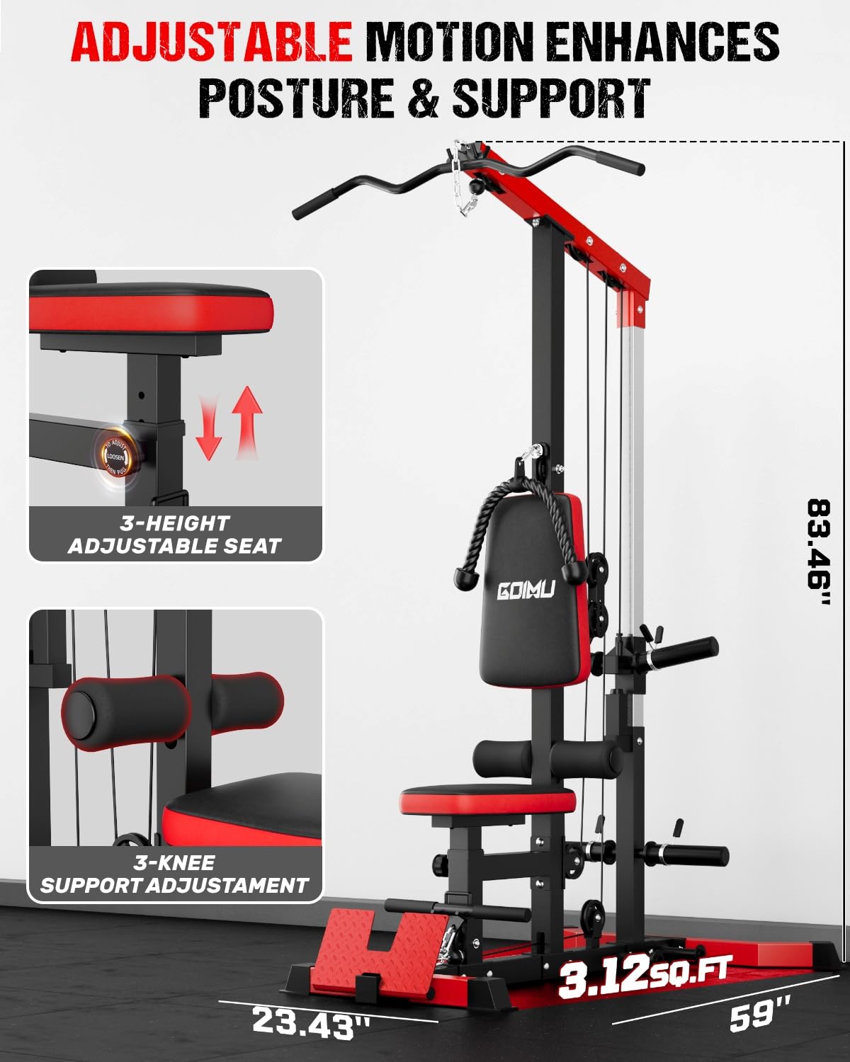 เครื่องดึงสายเคเบิล LAT Pulldo - Home Gym Rowing Machine บทวิจารณ์และราคา