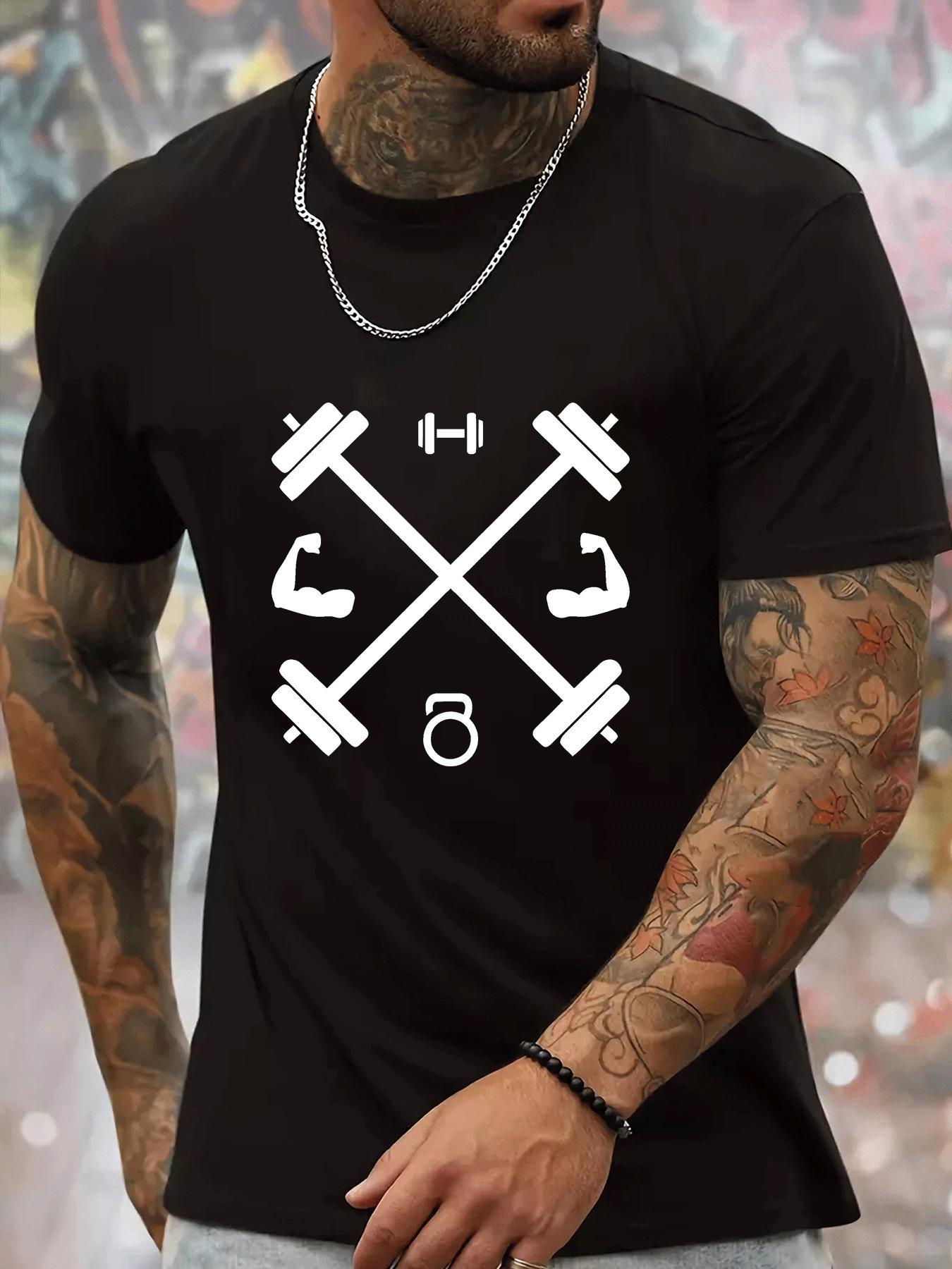 เสื้อยืดคอกลมผู้ชาย ลายกราฟิกบ - Home Gym Kettlebells บทวิจารณ์และราคา