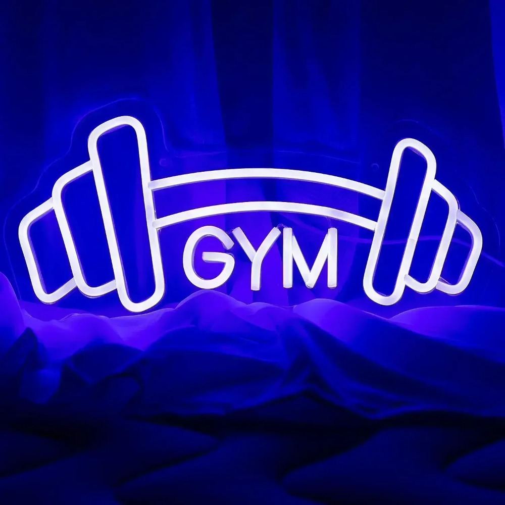 Barbell GYM Neon Sign Blue Dum - Home Gym Neon Sign บทวิจารณ์และราคา