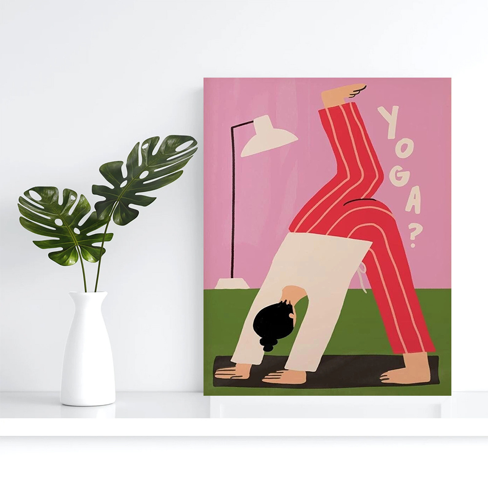 ภาพพิมพ์บนผ้าใบโยคะดาวน์เวิร์ด - Home Gym Minimalist บทวิจารณ์และราคา