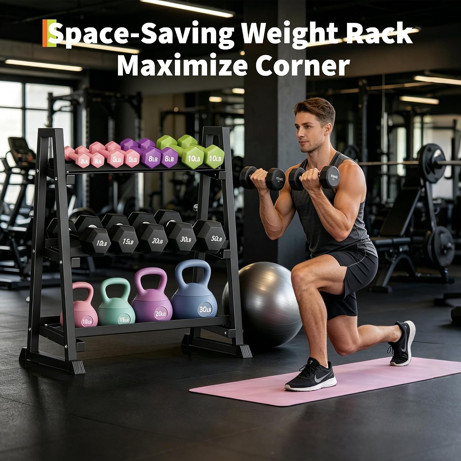 ชั้นวางดัมเบลแบบ 3 ชั้นสำหรับย - Home Gym Kettlebells บทวิจารณ์และราคา