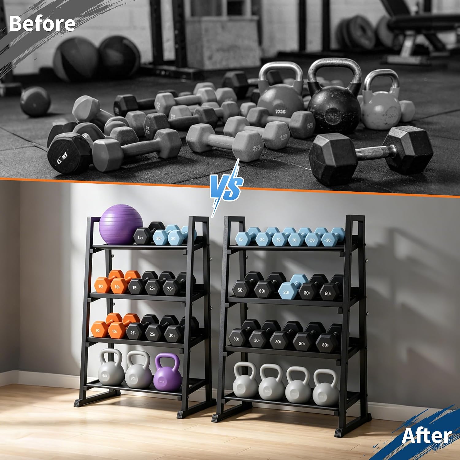 ชั้นวางดัมเบลแบบ 3 ชั้นสำหรับย - Home Gym Kettlebells บทวิจารณ์และราคา